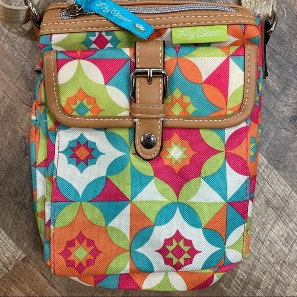 Lily Bloom Crossbody Purse geometric floral print - Picture 3 of 11